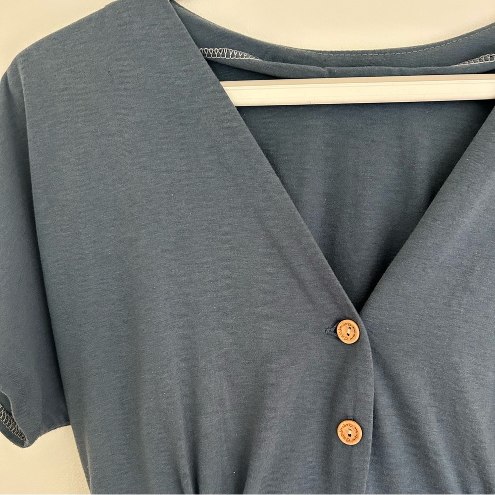 Blue Button-Up Mini Sundress - Picture 2 of 3
